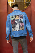 a picture of taylor swift printed denim jackets