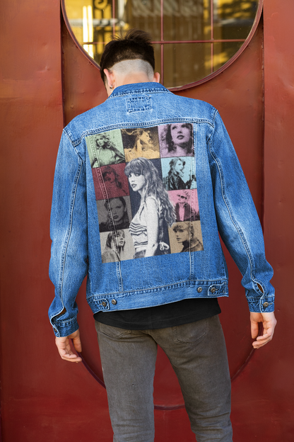 a picture of taylor swift printed denim jackets