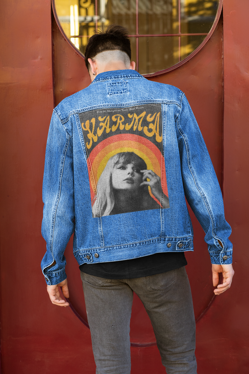 "Your Own Design " Single Print Vintage Denim Unisex Jacket