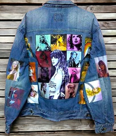 a picture of taylor swift printed denim jackets