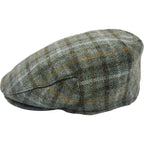 Classic Olive Green Checked Wool Flat Cap