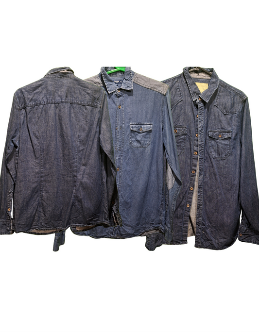 Vintage Denim Shirt Mystery Box – Authentic 90s Workwear Denim Shirts, One-of-a-Kind Surprise Vintage Shirt, Unisex Retro Style Gift