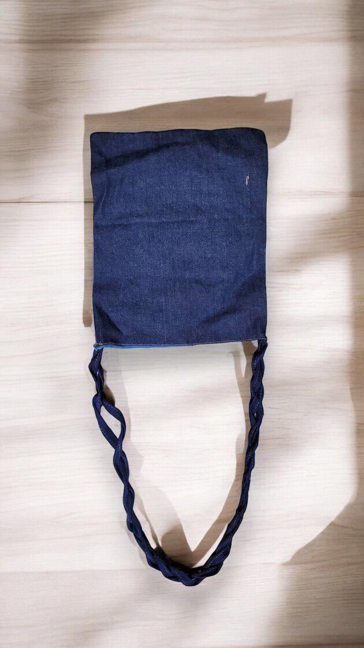 Handcrafted Denim Tote Bag with Braided Handle - Eco-Friendly Upcycled Jean Bag - Stylish and Durable Shoulder Bag for Everyday Use