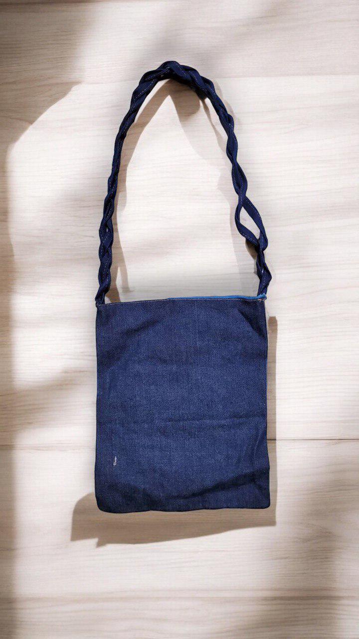 Handcrafted Denim Tote Bag with Braided Handle - Eco-Friendly Upcycled Jean Bag - Stylish and Durable Shoulder Bag for Everyday Use