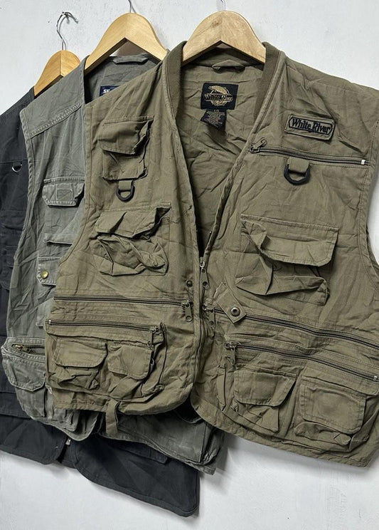 Vintage Utility Cargo 6 pocket Vests - Multiple Pockets - Various Sizes and Colors