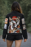 Japanese crane theme denim jacket 