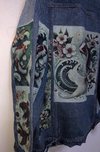 Japanese Koi Fish Customised Graphic Denim Jackets - MAXGRG