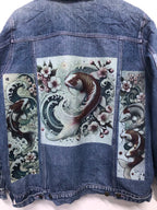 Japanese Koi Fish Customised Graphic Denim Jackets - MAXGRG