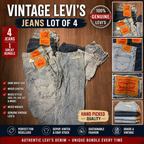 Vintage Levi's Jeans Lot of 4 | Genuine Men's Levi's Denim Bundle | Same Waist Size | Mixed Length