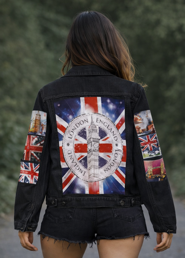 London theme denim jacket 