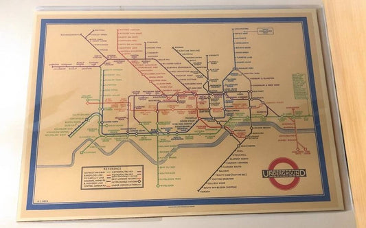 Retro London Underground Map Poster - A4 Size Hard Board Poster