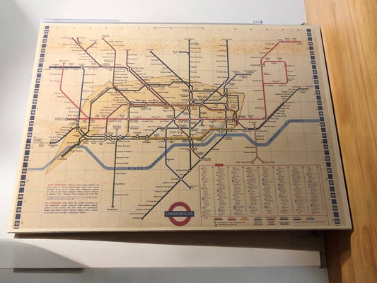 London Underground Map Poster - Historical Transit Art  - A4 Size Hard Board Poster