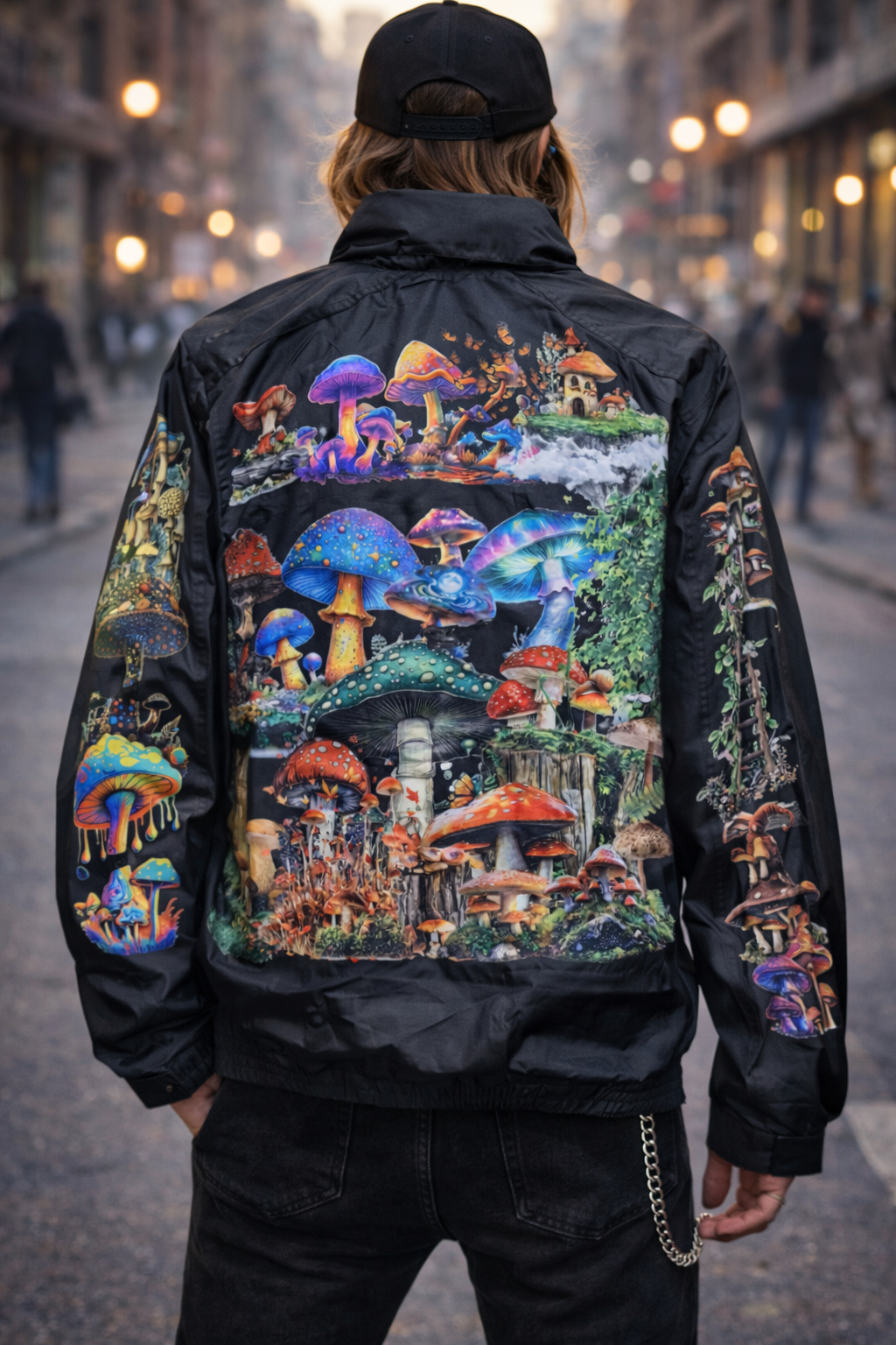 Magic mushroom theme bomber jacket 