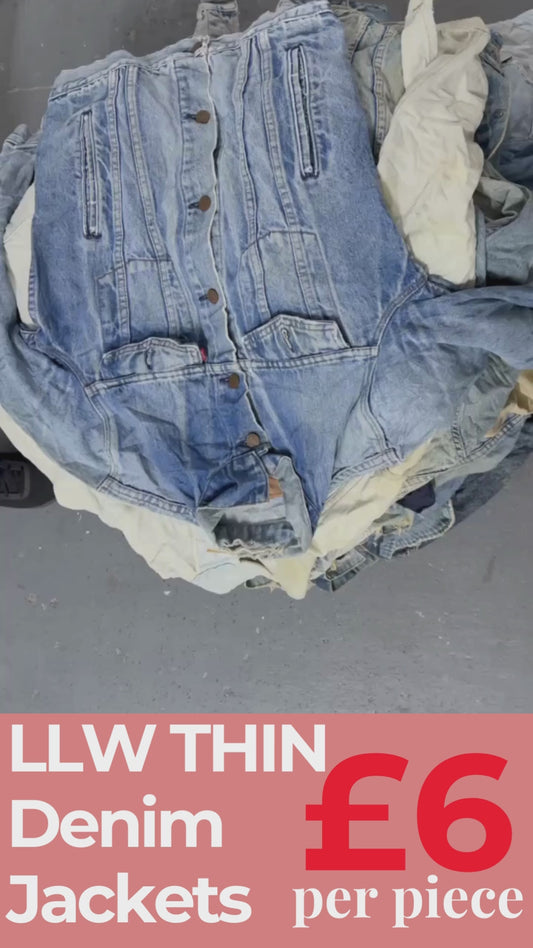 Pack of 15 X Levis, lee, Wrangler  Thin Denim Jackets Grade: B, C, D (Wholesale)