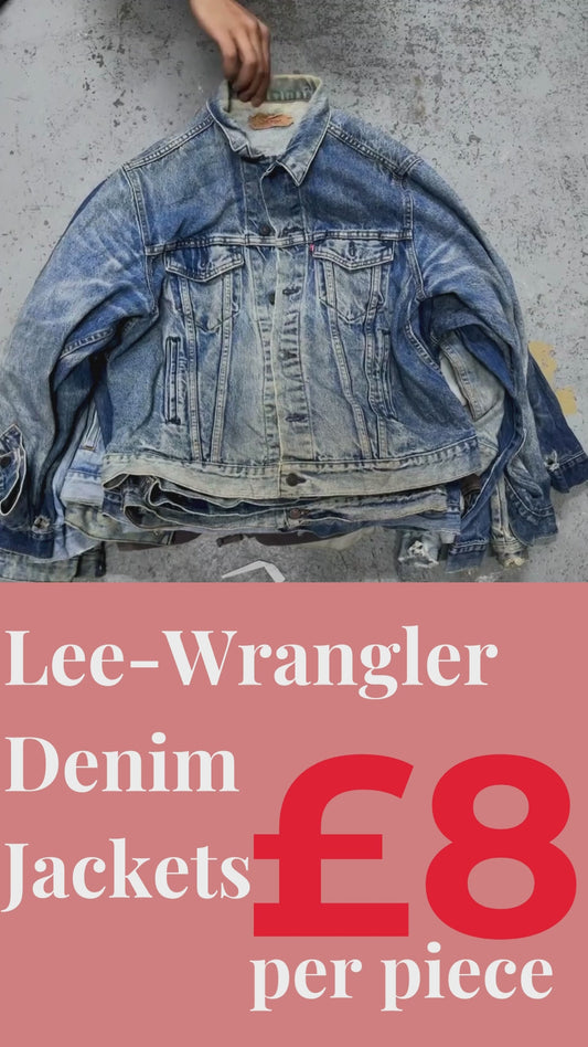 Pack of 14 X Lee-Wrangler Denim Jackets Grade: B,C (Wholesale)