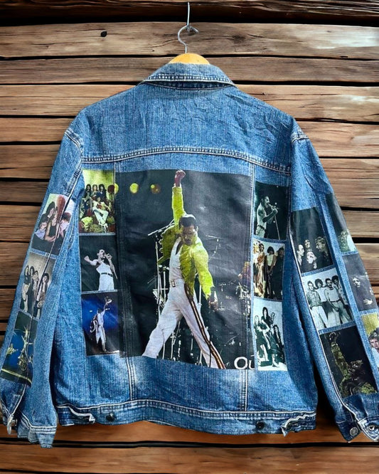 a picture of the queen band printed denim jacket 