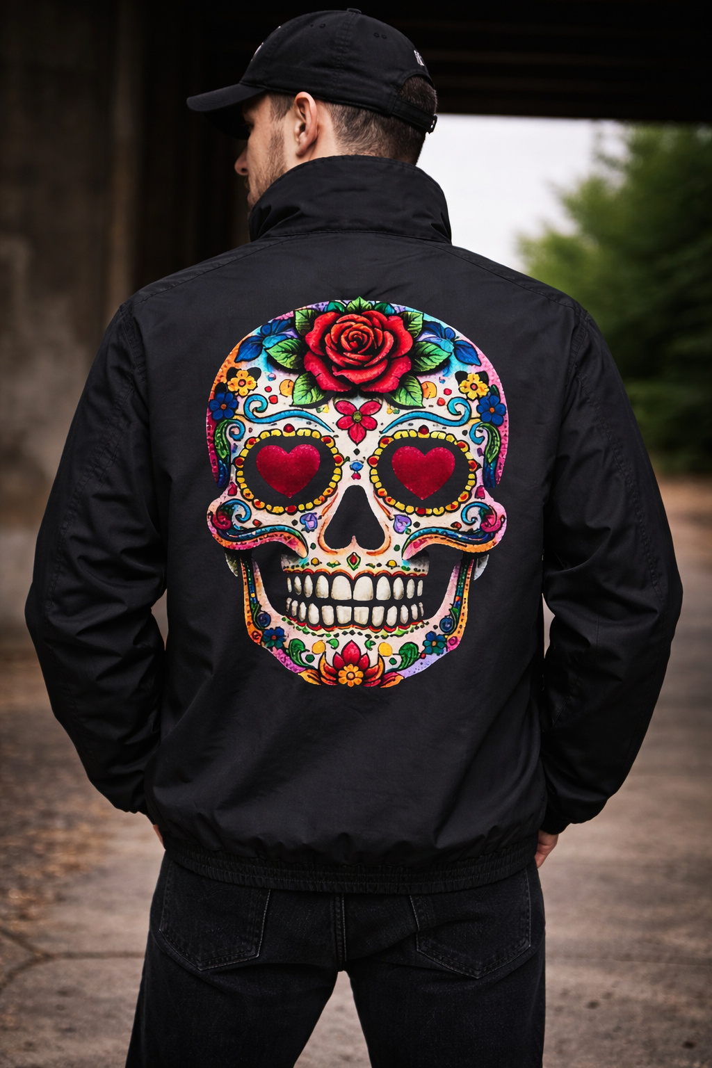 Sugarskull theme bomber jacket