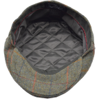 Classic Wool Tweed Checked Flat Cap - Newsboy Peaked Cap