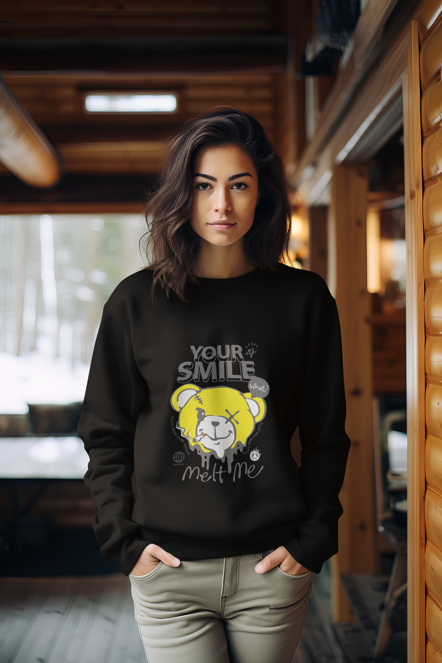 Panda [Front Print] Sweatshirt -  Iron on Graphic Unisex Sweatshirts