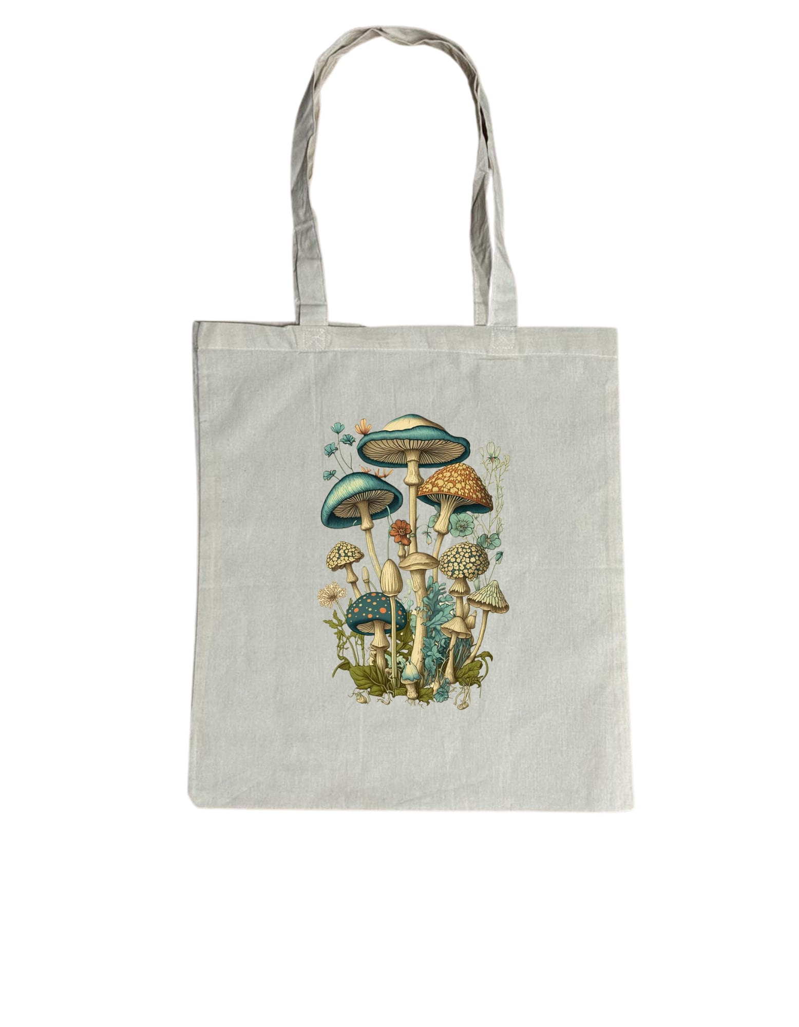 a tote bag with mushrooms on it